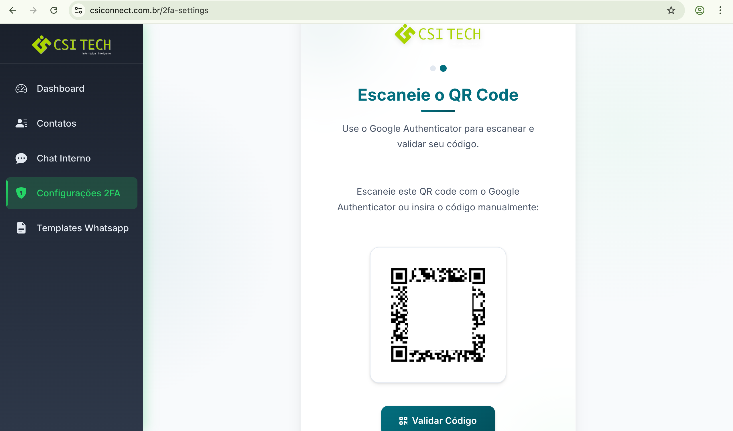 QR Code para configurar no Google Authenticator